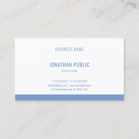 青モダンエレガント白テンプレートプロフェッショナル 名刺 (裏面)
