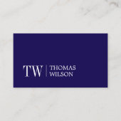 青モダンエレガント白モノグラムはっきりしたコンサルタント 名刺 (正面)