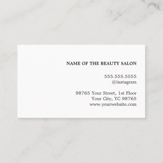 青モダンエレガント白美容師 名刺 (裏面)