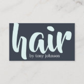 青モダンエレガント白美容師 名刺 (正面)