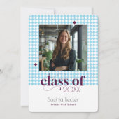 青モダンエレガント目盛キャップのパターン写真 招待状 (正面)