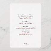 青モダンエレガント目盛キャップのパターン写真 箔招待状 (裏面)