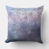 青モダンエレガント紫の花 クッション (正面)