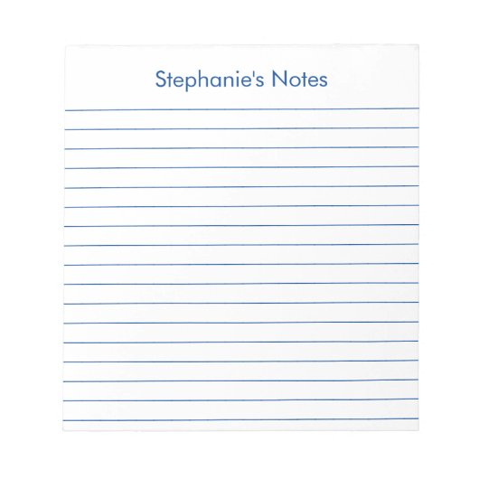 青モダンエレガント線パーソナライズされた ノートパッド (正面)