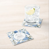 青モダンエレガント色n白春フローラ結婚ズ スクエアペーパーコースター (インサイチュ)