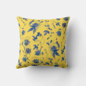 青モダンエレガント花マスタード黄 クッション (裏面)