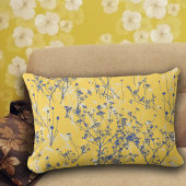 青モダンエレガント野草菜マスタード黄 ランバークッション