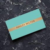 青モダンエレガント金ゴールドストライプコンサルタント 名刺