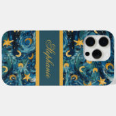 青モダンエレガント金ゴールドパーソナライズされた名 Case-Mate iPhoneケース (裏面 (横))