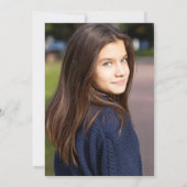 青モダンエレガント金ゴールド大理石バルミツワー写真 招待状 (裏面)