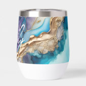 青モダンエレガント金ゴールド大理石パーソナライズされた名 (背面)