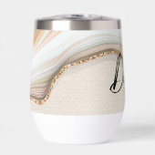 青モダンエレガント金ゴールド大理石パーソナライズされた名 (正面)