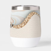 青モダンエレガント金ゴールド大理石パーソナライズされた名 (背面)