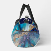 青モダンエレガント金ゴールド大理石パーソナライズされた名 ダッフルバッグ (右)