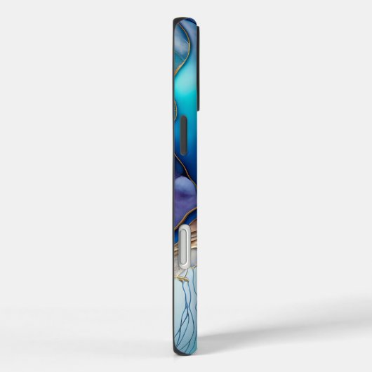 青モダンエレガント金ゴールド大理石パーソナライズされた名 Case-Mate iPhoneケース (裏面 / 右)