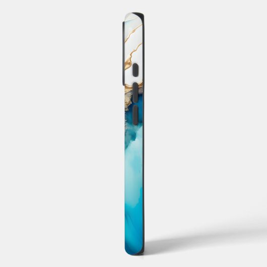 青モダンエレガント金ゴールド大理石パーソナライズされた名 Case-Mate iPhoneケース (裏面 / 左)