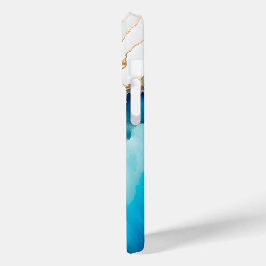 青モダンエレガント金ゴールド大理石パーソナライズされた名 Case-Mate iPhoneケース (裏面 / 左)