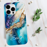 青モダンエレガント金ゴールド大理石パーソナライズされた名 Case-Mate iPhone 14 PRO MAXケース<br><div class="desc">青モダンエレガント金ゴールド大理石の名前iPhone 14 Pro Maxケースは青と金ゴールド大理石の背景に書パーソナライズされた字スクリプトのタイポグラフィであなたの名前をエレガント特徴としている。彼女のための完璧な贈り物のための誕生日、母の日のための母、クリスマスと休日のための姉妹またはベスティー。©Evco Studio www.zazzle.com/store/evcostudioによる設計</div>