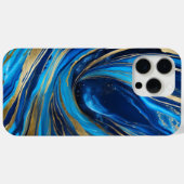 青モダンエレガント金ゴールド大理石宇宙 Case-Mate iPhoneケース (裏面 (横))