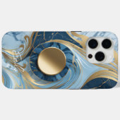 青モダンエレガント金ゴールド大理石 Case-Mate iPhoneケース (裏面 (横))