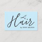 青モダンエレガント黒ハサミはっきりしたヘアサロン 名刺 (正面)