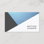 青モダンエレガントFauxMetalホワイトグレージオメトリ 名刺 (正面)