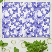 青モダンカラフル蝶 キッチンタオル (折り畳み)