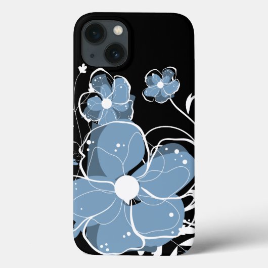 青モダンガーリーと白の花 Case-Mate iPhoneケース (裏面)