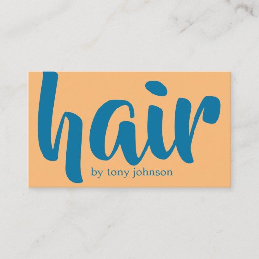 青モダンクールはっきりしたオレンジヘア 名刺 (正面)