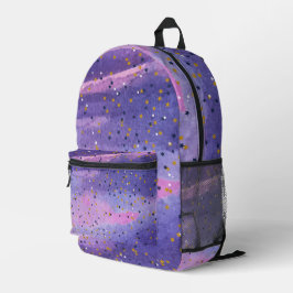 青モダングラデーション宇宙銀河系女の子 プリントバックパック