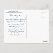 青モダングラデーション波と結び結婚目ありがとう ポストカード (裏面)