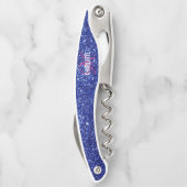 青モダングリッターピンクモノグラム名ウェイターc ソムリエナイフ (裏面)