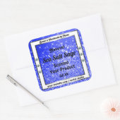 青モダングリッター星きらめく製品ラベル スクエアシール (封筒)