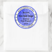 青モダングリッター星きらめく製品ラベル ラウンドシール (バッグ)