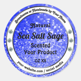 青モダングリッター星きらめく製品ラベル ラウンドシール