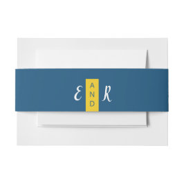 青モダンコンテンポラリー・黄結婚モノグラム 招待状ベリーバンド