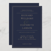 青モダンシンプルクミニマルレイ結婚ズ 招待状 (正面/裏面)