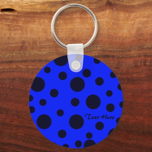 青モダンシンプル模様の黒い水玉模様 キーホルダー (正面)