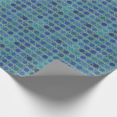 青モダンスタイリッシュリングや輪 ラッピングペーパー (角)