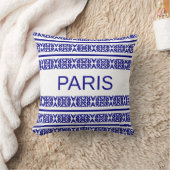 青モダンスタイリッシュ白のパリス書道 クッション (ブランケット)