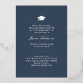 青モダンスタイリッシュ色 | 1フォトフォイルグラードカード 箔招待状 (裏面)