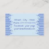 青モダンストライプのパター淡い色のンパーソナライズされた 名刺 (裏面)