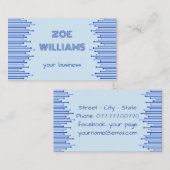 青モダンストライプのパター淡い色のンパーソナライズされた 名刺 (正面/裏面)