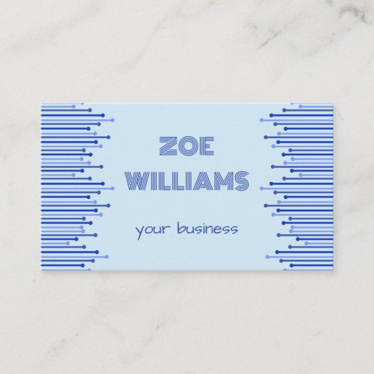 青モダンストライプのパター淡い色のンパーソナライズされた 名刺 (正面)