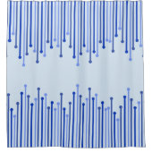 青モダンストライプのパタ淡い色のーン シャワーカーテン (正面)