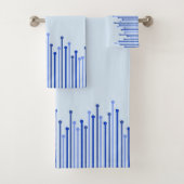 青モダンストライプのパタ淡い色のーン バスタオルセット (インサイチュ)