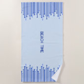 青モダンストライプのパタ淡い色のーン ビーチタオル (正面)