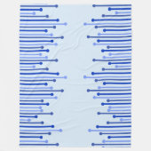 青モダンストライプのパタ淡い色のーン フリースブランケット (正面)