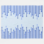 青モダンストライプのパタ淡い色のーン フリースブランケット (正面(横))