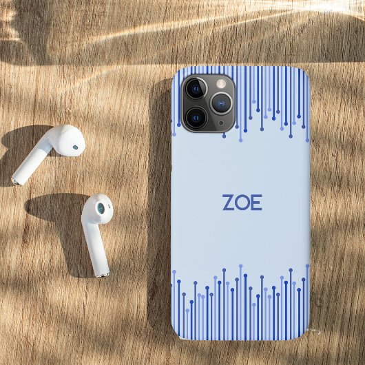 青モダンストライプのパタ淡い色のーン Case-Mate iPhoneケース